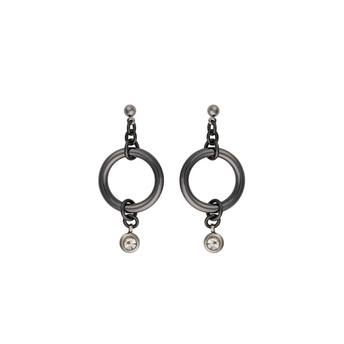 JEWEL DIAMOND EARRINGS GUNMETAL