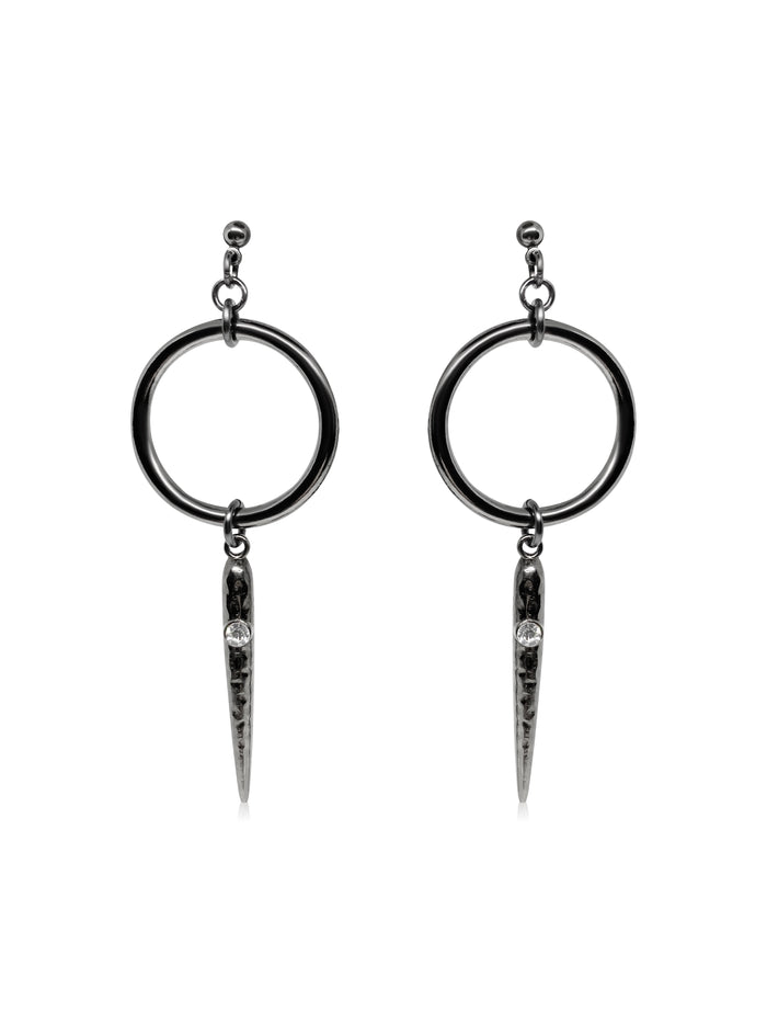 Women's diamond statement earrings in silver.