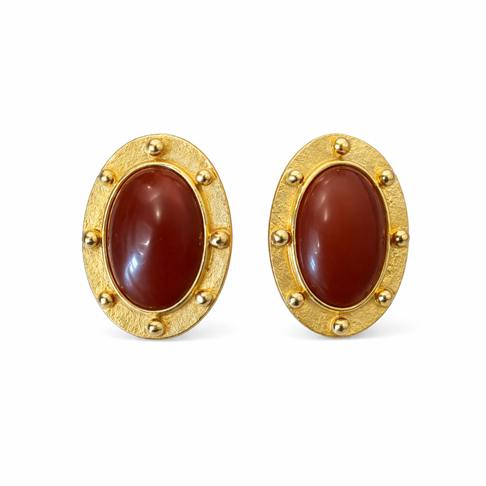 TERRACOTTA OVAL CLIP-ONS