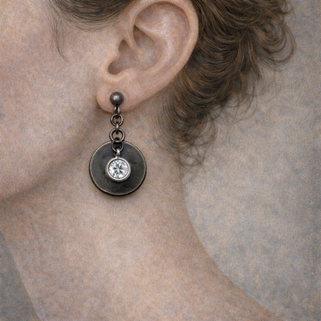 GUNMETAL DISC EARRINGS