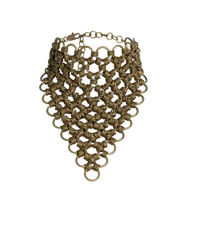 Handmade statement chain necklace in gold.